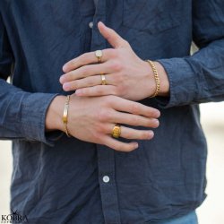 "London" gold-plated men's ring with your engraving