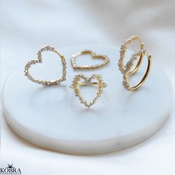 "Mikami" unikke guld hoops (large) med hvide sten