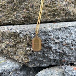 "Tarot" 18 karat forgyldt halskde til mnd med gravering (Large)