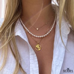 "Jenny" guld halskde / choker i 18 karat forgyldt med sm sten