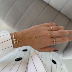 "Alessia" guld h�ndk�de med hvide zirkonia