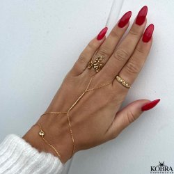 "Yasmine" 18 carat gold plated hand chain and ring