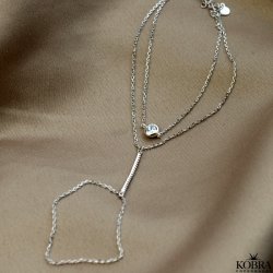 "Yasmine" hand chain and ring in sterling silver