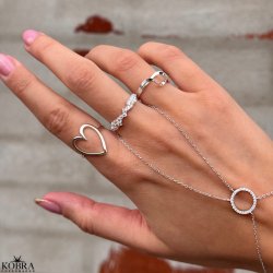 "Love" large heart ring in silver