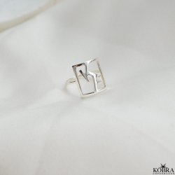 "Close To You" SQUARE handmade silver ring with your letters