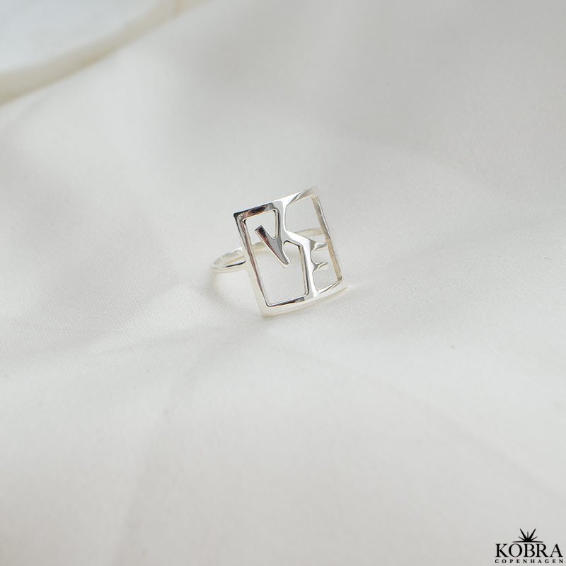 "Close To You" SQUARE handmade silver ring with your letters