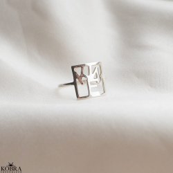 "Close To You" SQUARE handmade silver ring with your letters