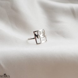 "Close To You" SQUARE handmade silver ring with your letters