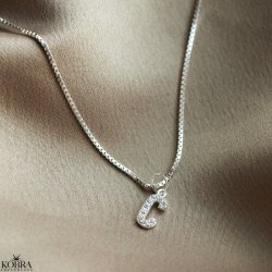 "Alias" silver letter with white stones (charm)