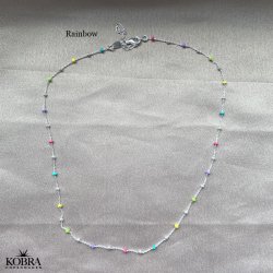 "Alba" slv halskde med farvet kugler i sterling slv