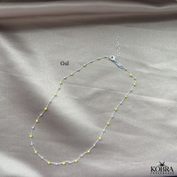 "Alba" slv halskde med farvet kugler i sterling slv