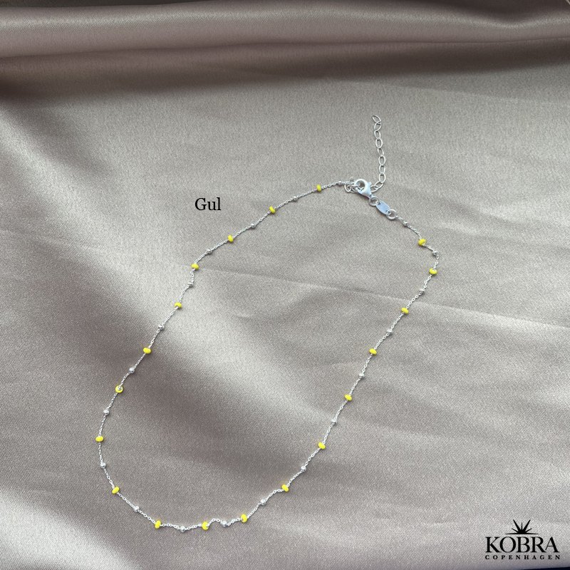 "Alba" slv halskde med farvet kugler i sterling slv