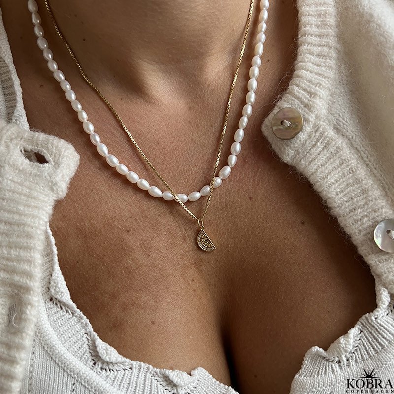 "Lemon Drop" 18k goldplated necklace in silver with lemon slice and zirconia