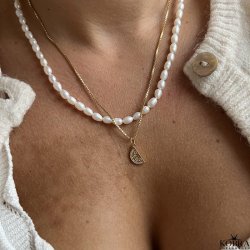 "Lemon Drop" 18k goldplated necklace in silver with lemon slice and zirconia