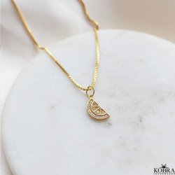 "Lemon Drop" 18k goldplated necklace in silver with lemon slice and zirconia