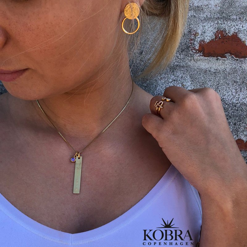 "Alliance" 18 carat gold plated pendant including engraving and gem