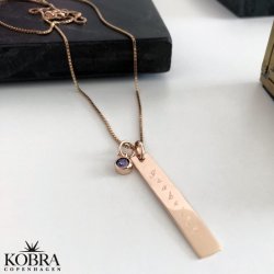 "Alliance" 18 carat gold plated pendant including engraving and gem