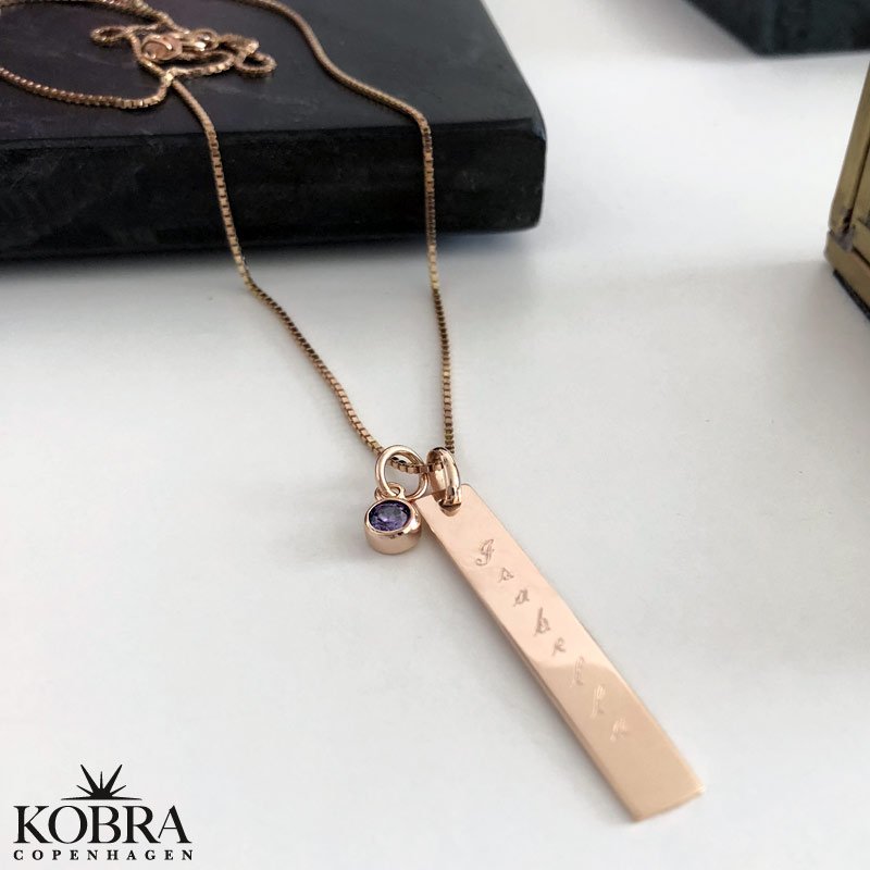 "Alliance" 18 carat gold plated pendant including engraving and gem