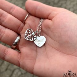 Livets tr slv hjerte halskde med indgravering