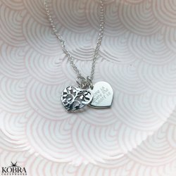 Livets tr slv hjerte halskde med indgravering