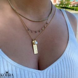 ID Tag "Guldbarre" med ferskvandsperle og inklusiv din personlige gravering