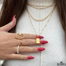 "Selma" large gold ring with freshwater pearl