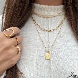 "Selma" large gold ring with freshwater pearl