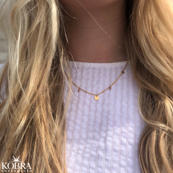 "Katy" 14 karat forgyldt halskde med pink turmaliner og guldplader