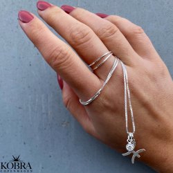 "Hoshi" hndlavet  Zodiac halskde i sterling slv med hvid sten