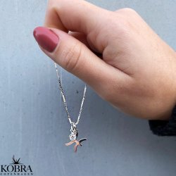 "Hoshi" hndlavet  Zodiac halskde i sterling slv med hvid sten