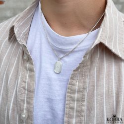 "Tarot" herrehalskde med din gravering i slv (Large) 2 mm panzerkde