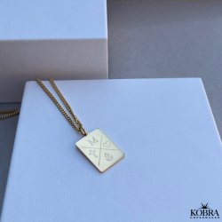 "Reign" guld halskde til mnd med gravering inkl. 2 mm panzer kde