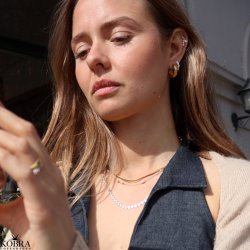 "Monaco" perle halskde / choker i slv med hvide ferskvandsperler