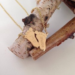 Mor Barn smycken, bebis fötter i guld