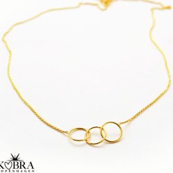 "Olympia" 14 carat gold plated necklace with 3 rings