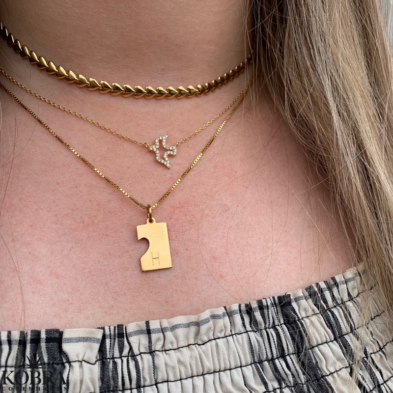 "Together Forever" halskde med hjerte i slv og forgyldt