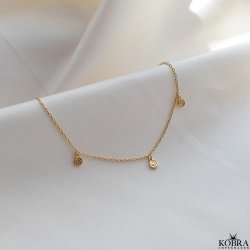 "Gemma" 18 karat forgyldt ankelkde med hammerslet amuletter