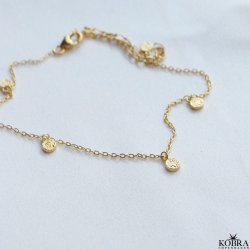 "Gemma" 18 karat forgyldt ankelkde med hammerslet amuletter