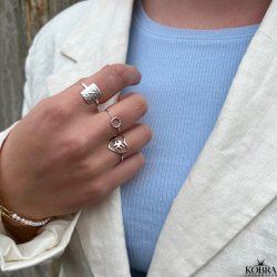 "Misty" hammerslet firkantet slv ring