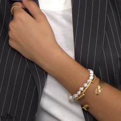 "Mellow" 18 carat gold plated bracelet with gold balls