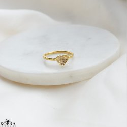 "Louisa" 18 karat forgyldt hammerslet hjerte ring