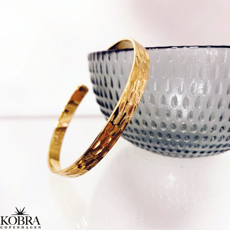 "Phlox" 18 carat gold plated hammered bracelet