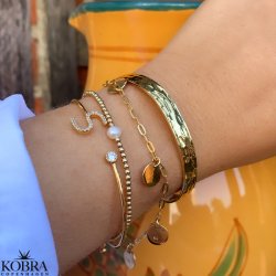 "Elma" gold bracelet with round gold plates