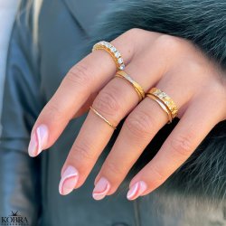 "Nikoline" 18 karat forgyldt ring med facetter