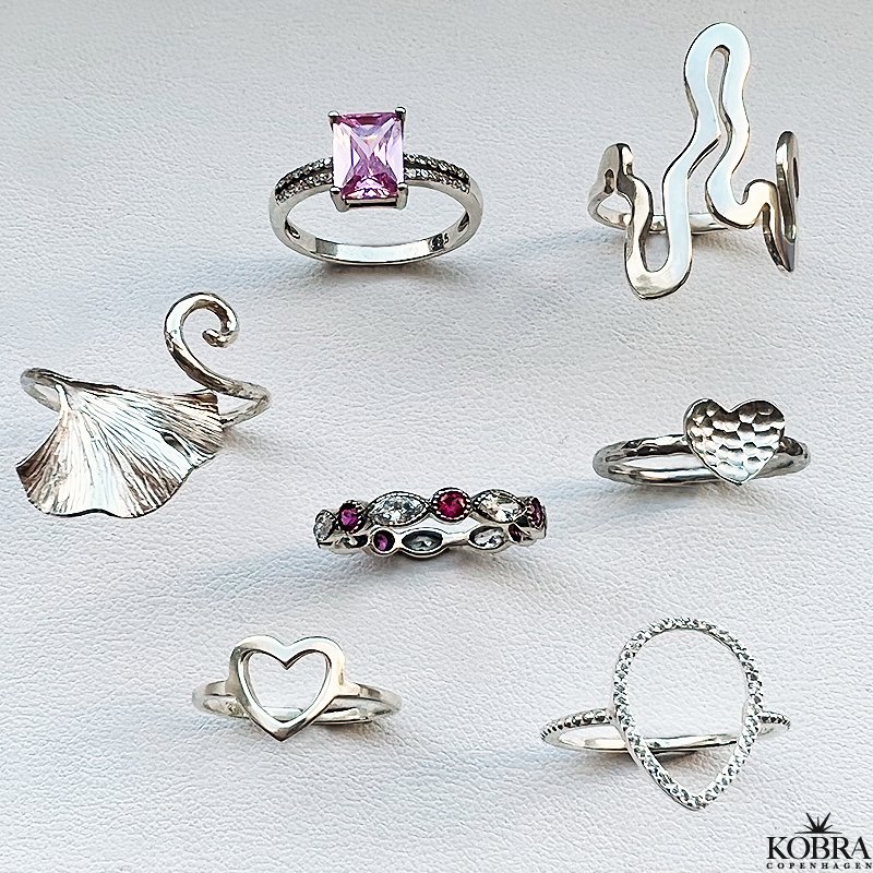 "Louisa" hammerslet hjerte ring i slv