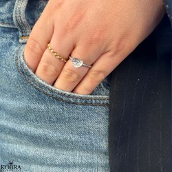 "Louisa" hammerslet hjerte ring i slv