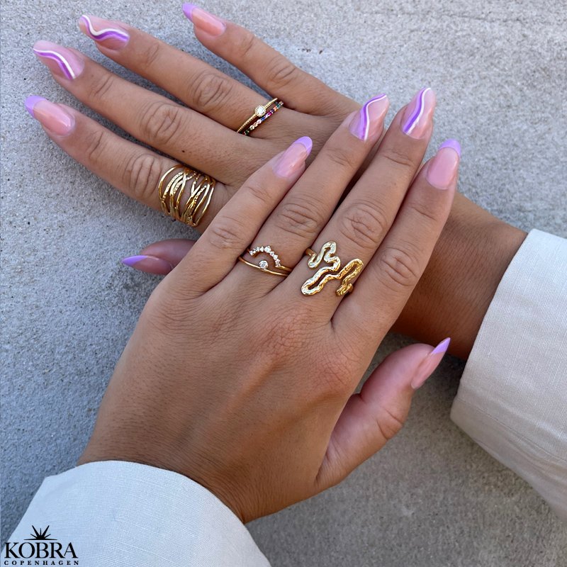 "Hawaii" 18 karat forgyldt ring med multifarvet sten