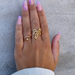 "Alexis" gilded ring with white stones