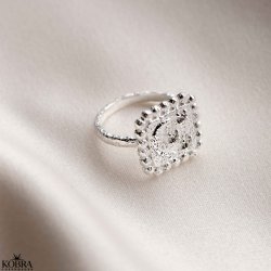 "Moondust" silver ring with moons and stars