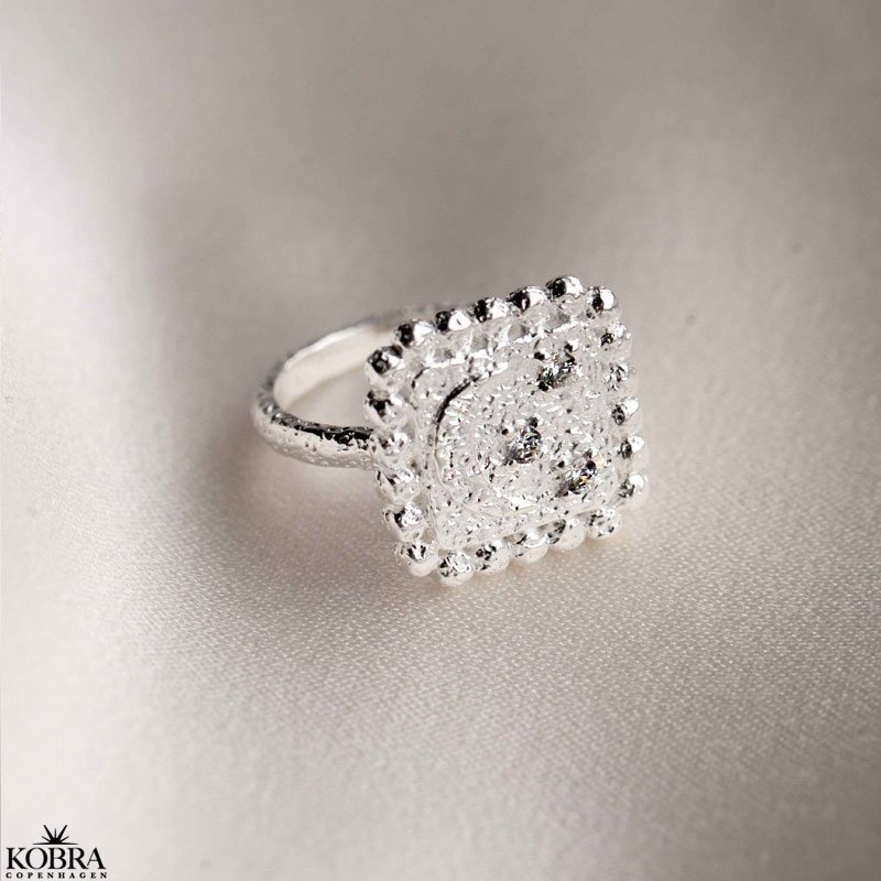 "Moondust" silver ring with moons and stars